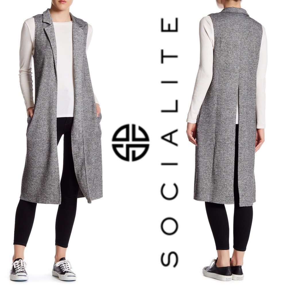 EUC Socialite – Notch Lapel Knit Vest Duster